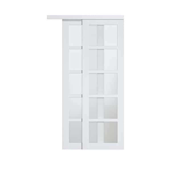 ARK DESIGN 48 in. x 80 in. 5-Lite Tempered Frosted Glass and White MDF  Interior Closet Sliding Door with Hardware Kit SD-G-5L-48 - The Home Depot
