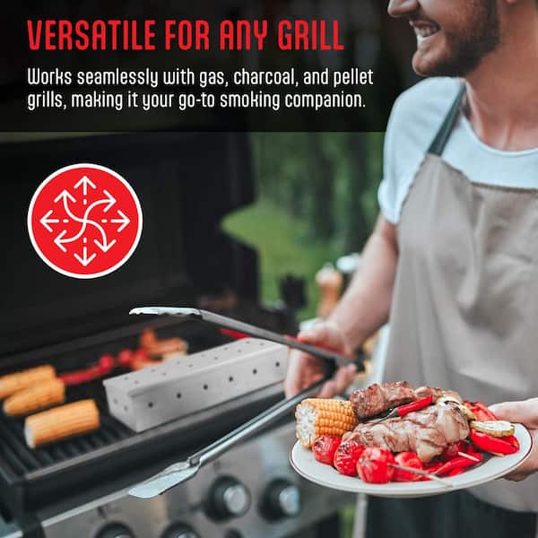 Stainless Steel Smoker Box For Gas & Charcoal Grills - Infuse BBQ With Wood Smoke Flavor