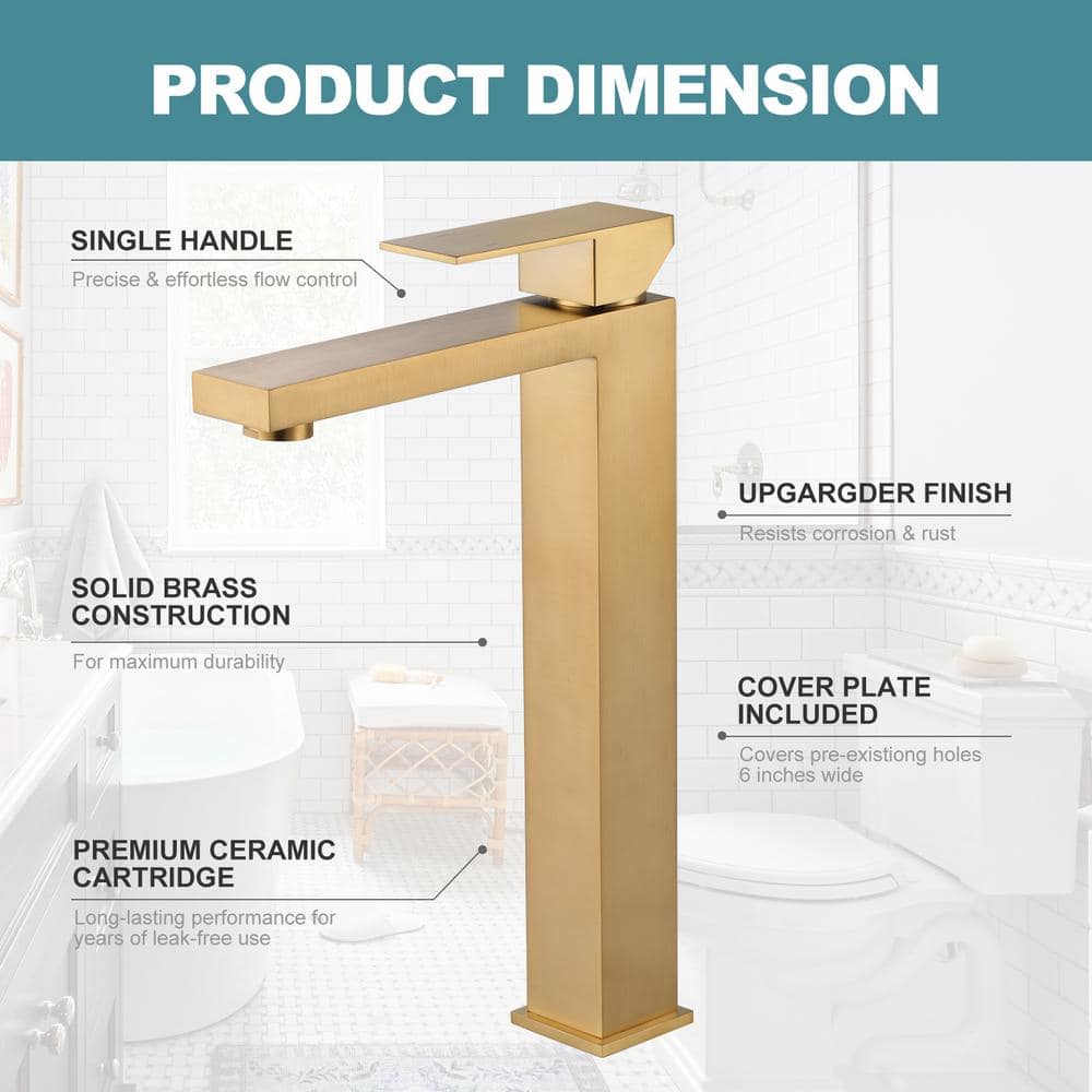 Brushed Gold Stainless Steel Single Handle High Arc Faucet