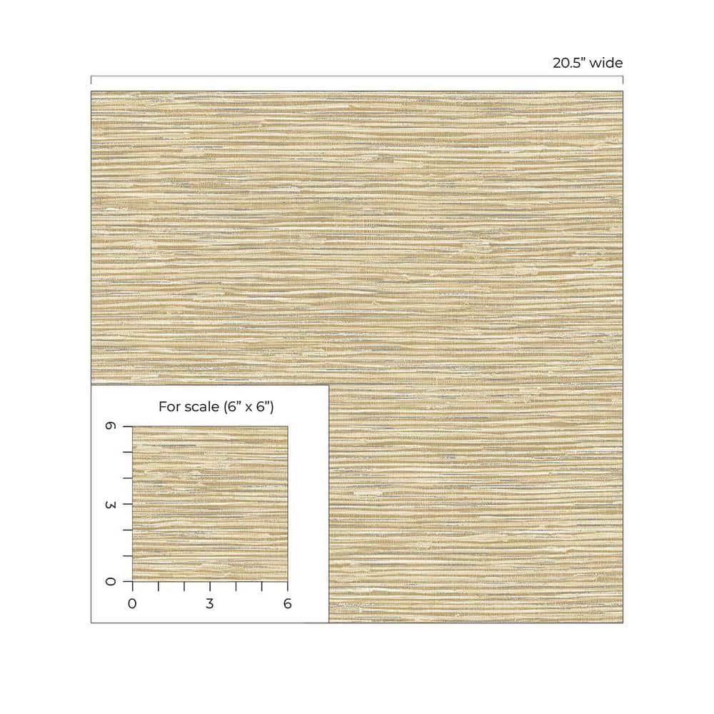 Khaki and Metallic Silver Faux Grasscloth Peel and Stick Wallpaper
