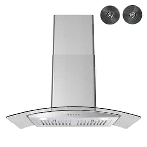 30 in. Belluno Convertible Wall Mount Range Hood in Brushed Stainless Steel,Baffle Filters,Push Button Control,LED Light