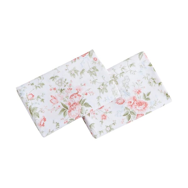Laura Ashley Lilian 2-Piece Red T300 Cotton Standard Pillowcase