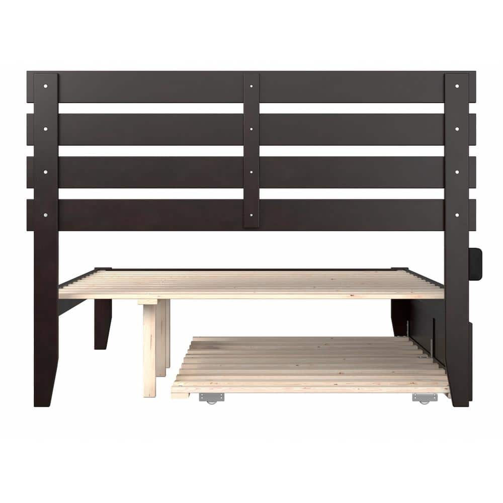 Espresso Full Platform Bed with Twin Trundle and Storage Drawers