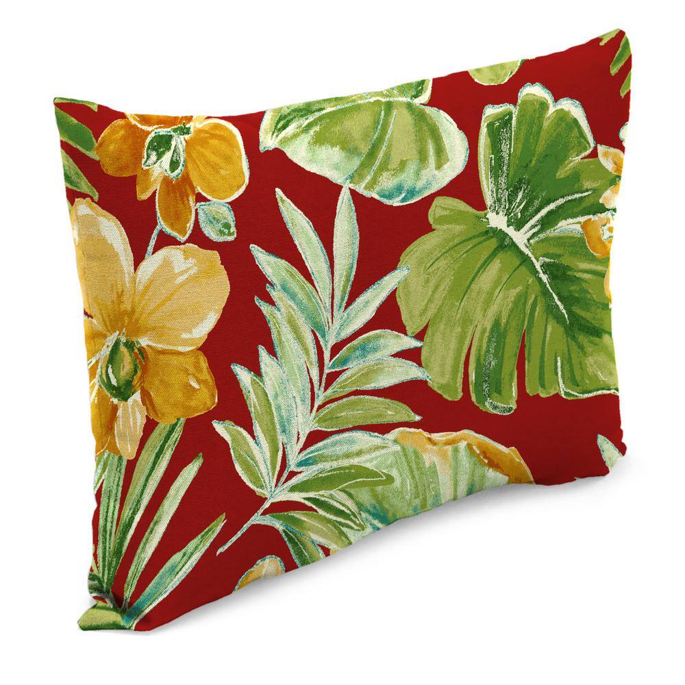 Beachcrest Poppy Red Floral Rectangular Outdoor Lumbar Pillows Set
