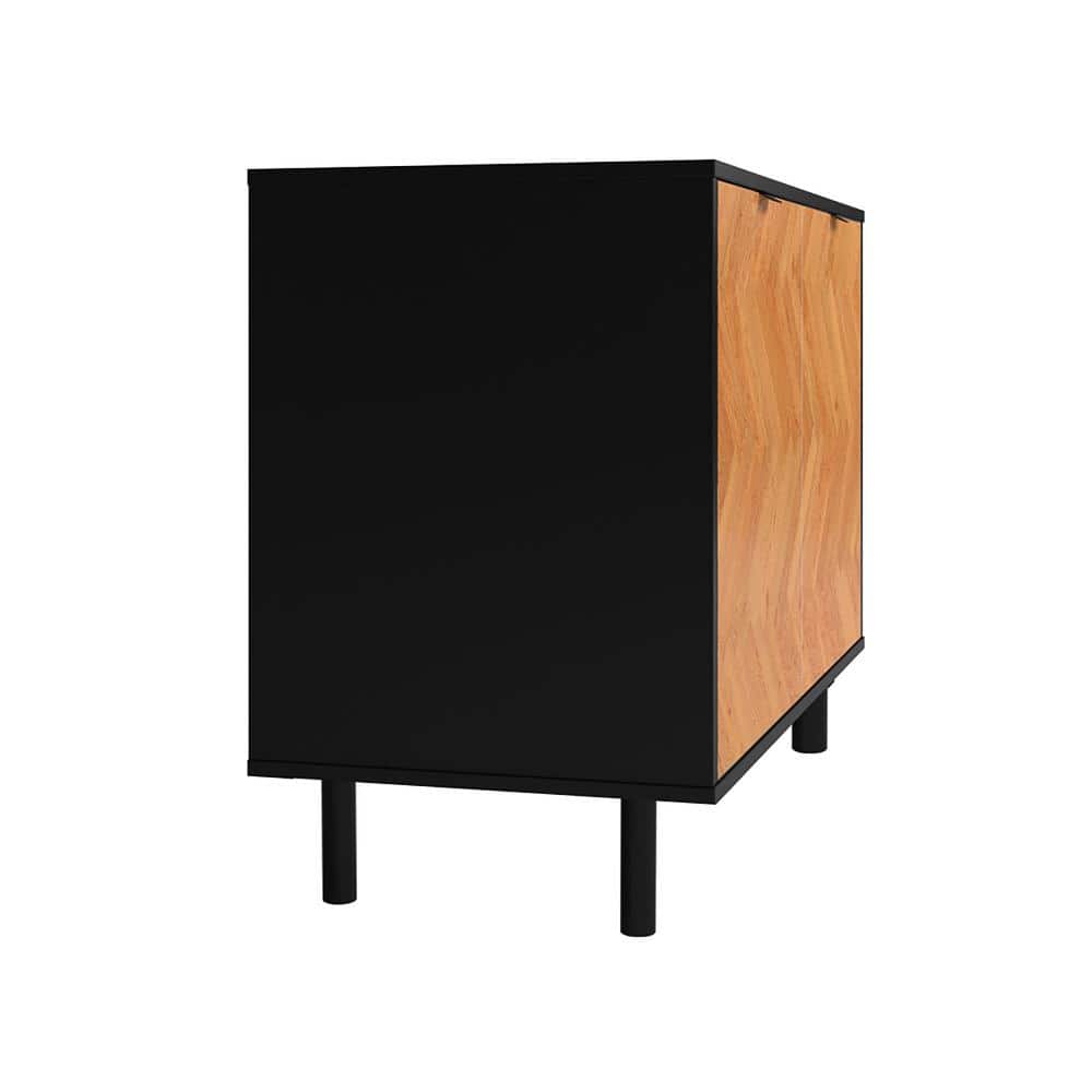 Black and Wood Mid-Century Modern Freestanding Office Cabinet