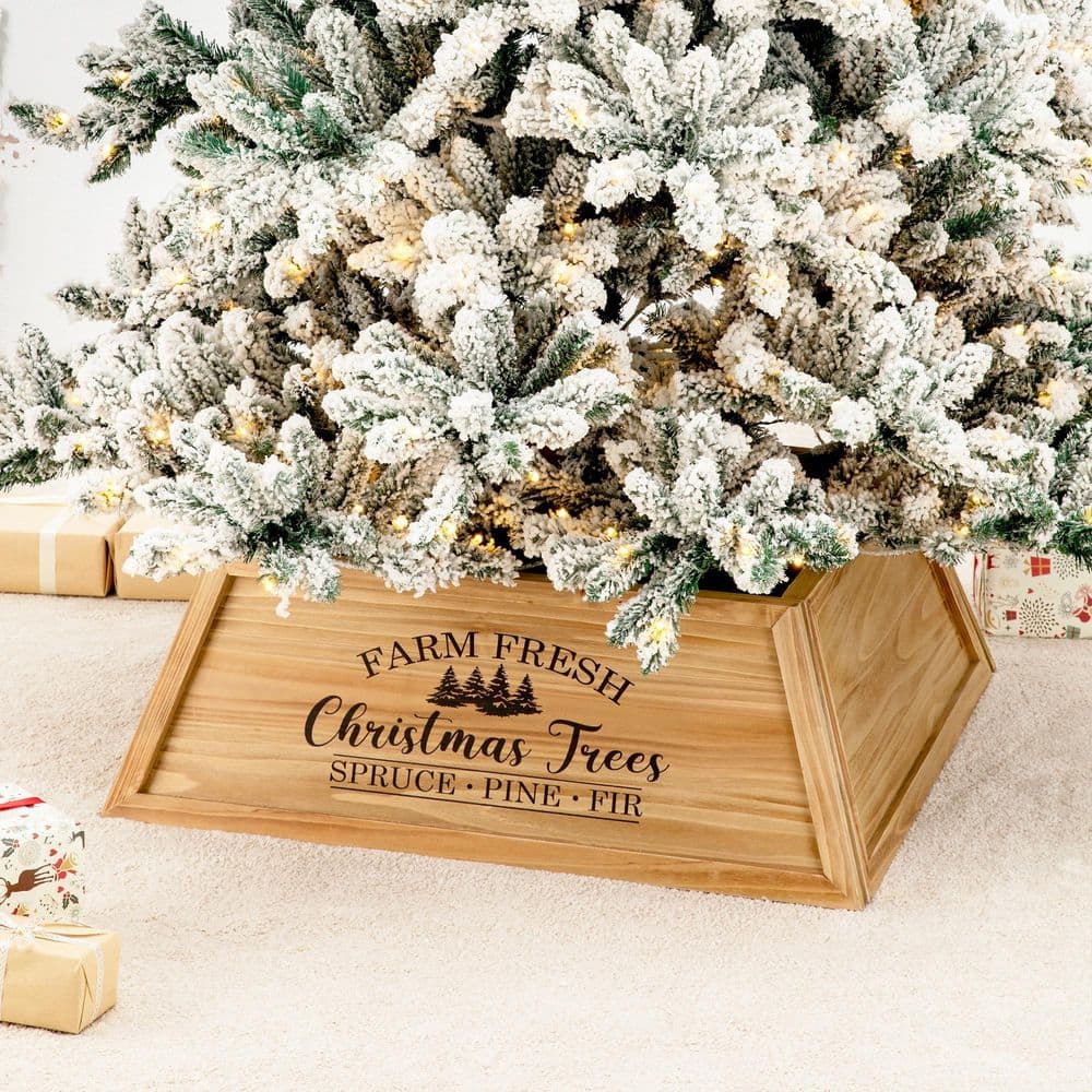 Natural Wooden Trapezoid Christmas Tree Collar