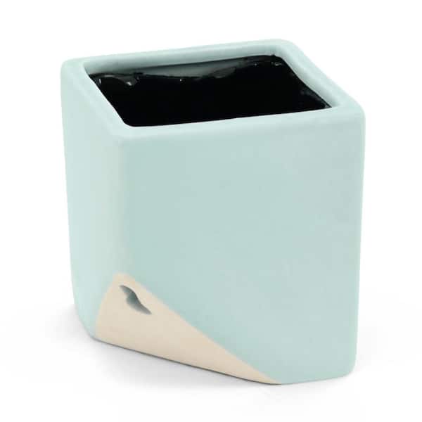 Arcadia Garden Products - Cube 3-1/2 in. x 4 in. Mint Ceramic Wall Planter