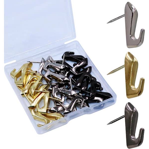 Silver Gold Black Thumbtacks Push Pin Picture Hooks Wall Hanger Kit 30-Pieces Assorted Color