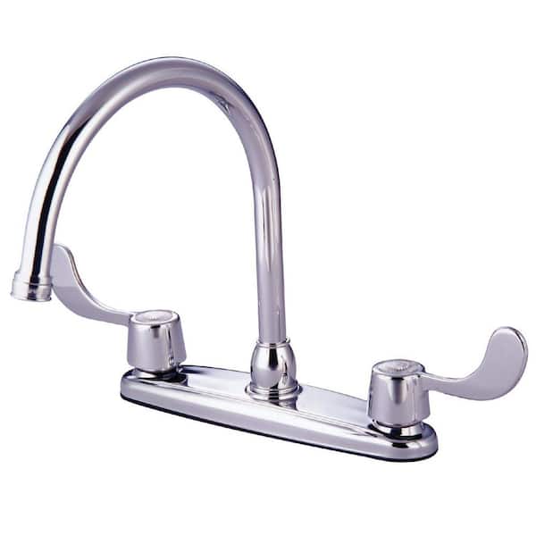 Kingston Brass Vista 2-Handle Deck Mount Centerset Kitchen Faucets in Polished Chrome