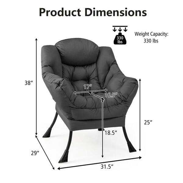 Costway 29.5 in. Gray Modern Polyester Fabric Lazy Arm Chair Costway 29.5 in. Gray Modern Polyester Fabric Lazy Arm Chair