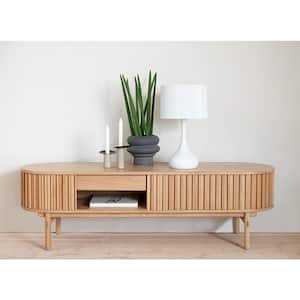 Mid Century Modern Natural Oak TV Low board Fits TV's up to 77 in.