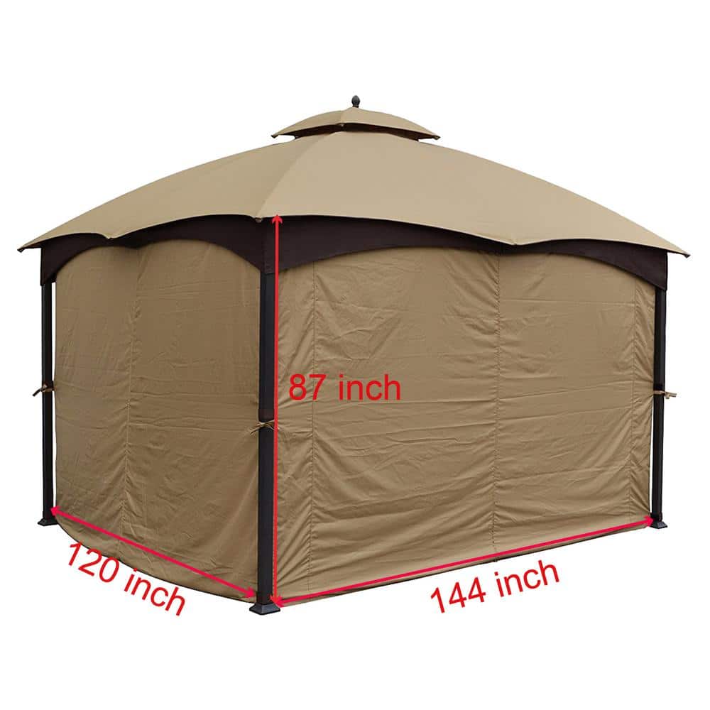 Beige Polyester Privacy Curtain Set for 10' x 12' Gazebo