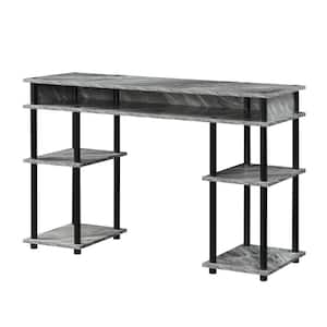 Designs2Go 47.25 in. W Rectangular Faux Gray Marble / Black Particle Board Student Writing Desk with No Tools Assembly