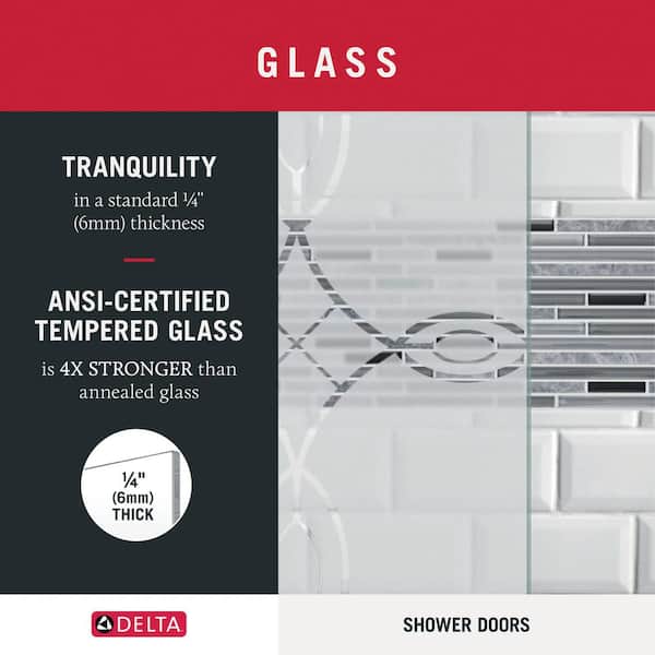 29-3/4 in. x 55-1/2 in. x 1/4 in. (6mm) Frameless Sliding Bathtub Door Glass Panels in Tranquility (For 50-60 in. Doors)