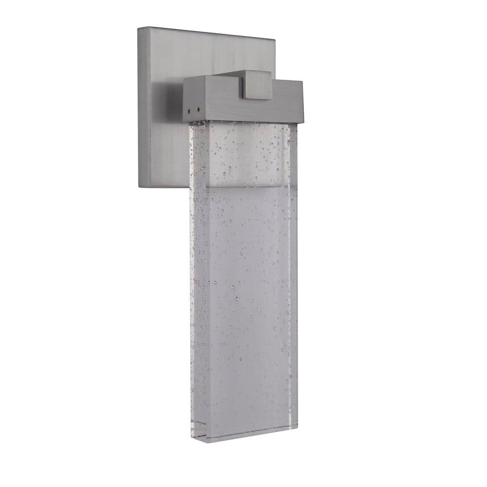 15" Satin Aluminum LED Wall Sconce with Clear Crystal Shade
