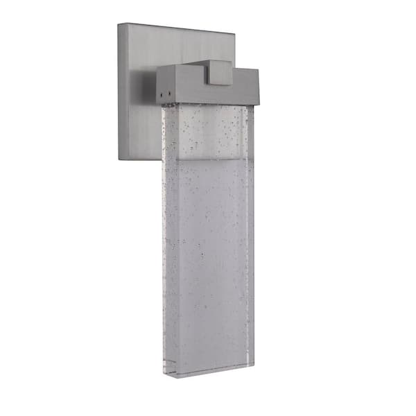 Aria 14.57 in. Silver Finish Outdoor Hardwired Integrated LED Wall Lantern Sconce w/ Oxygen Infused K-9 Crystal