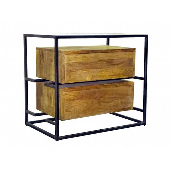 HomeRoots Natural 2 Drawer 32 in. W Nightstand