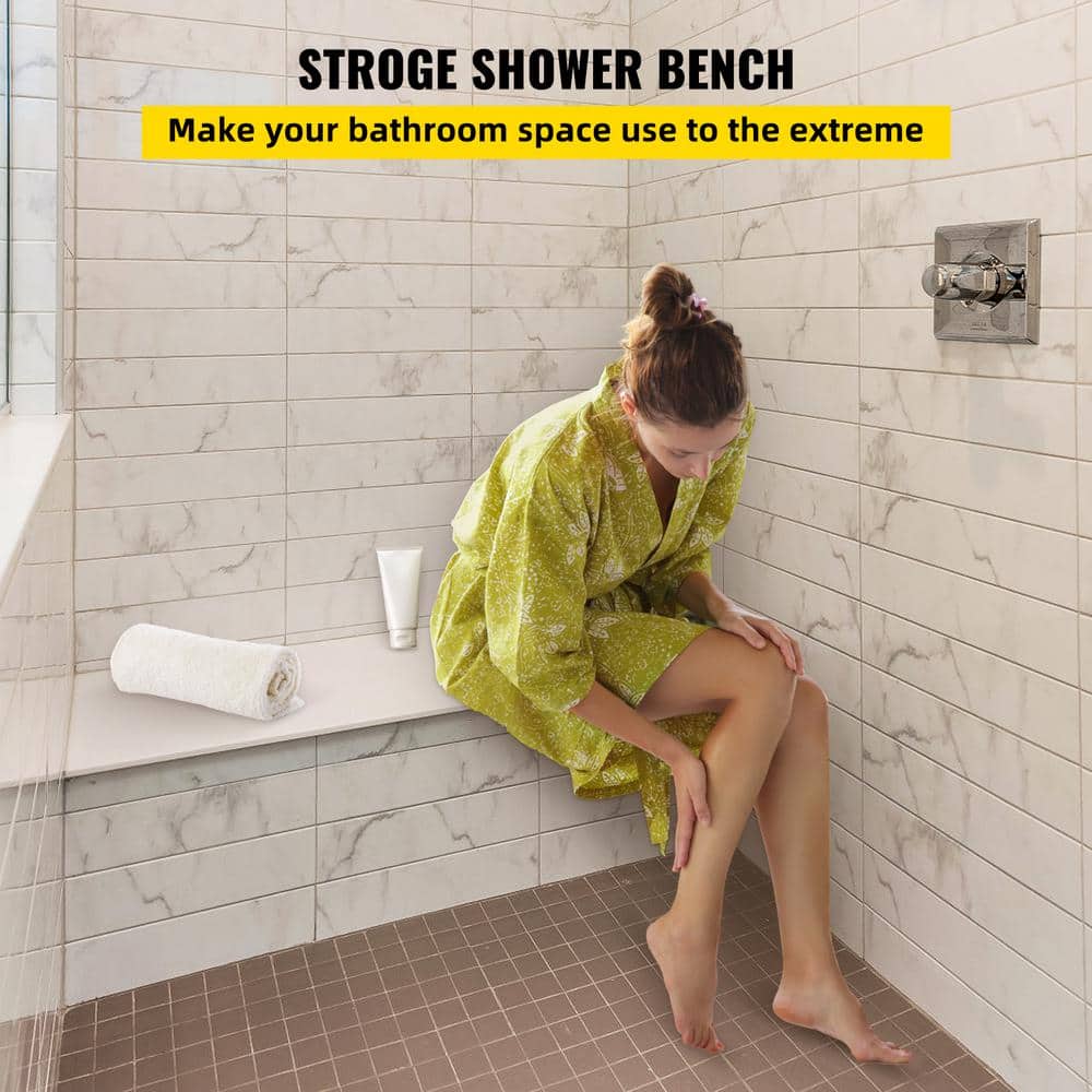 Gray Waterproof Plastic Shower Bench with EPS Composite