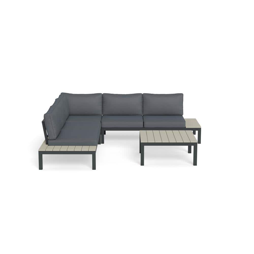 Lakeview 5-Person Outdoor Sectional Sofa with Charcoal Cushions