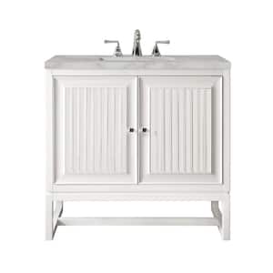 Athens 30.0 in. W x 23.5 in. D x 34.5 in. H Bathroom Vanity in Glossy White with Victorian Silver Silestone Quartz Top