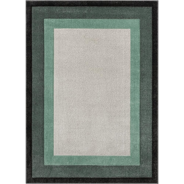 Well Woven Astrid Arian Modern Border Green 5 ft. 3 in. x 7 ft. 3 in. Area Rug