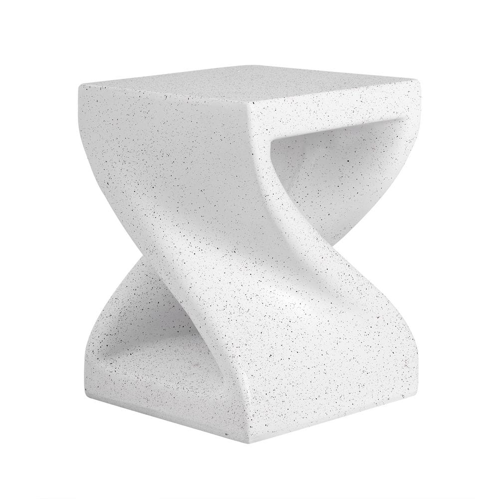 Araminta Modern White Marble Square MGO Indoor and Outdoor End Side Table with Twisted-Base price history on PriceWatchPro