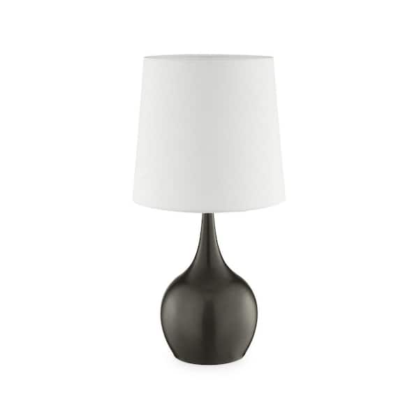 ORE International 23.5 in. Niyor Powder Gray Mid-Century Modern Touch-On Metal Table Lamp