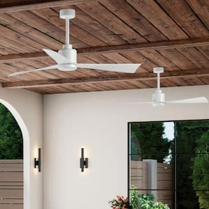 True 52 in. Indoor/Outdoor White Downrod Mount Ceiling Fan with Remote Included for Covered Patios