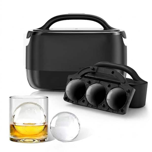 Modern Black Finish Clear Ice Mold Sphere and Cube Shape Kitchen Ice Maker 7 Piece Set for Whiskey Cocktails