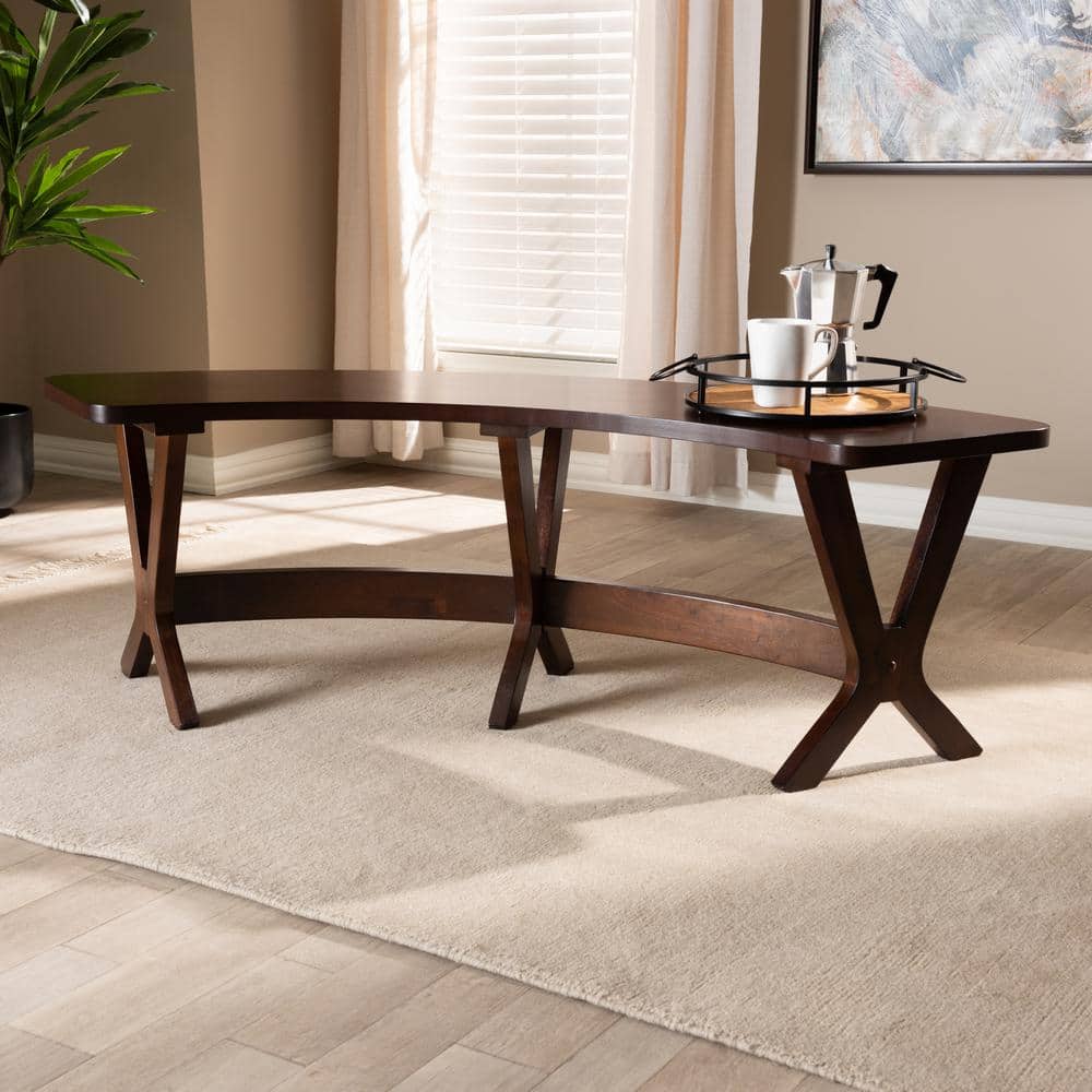 Berlin Mid-Century Walnut Curved Dining Bench with Angled Legs