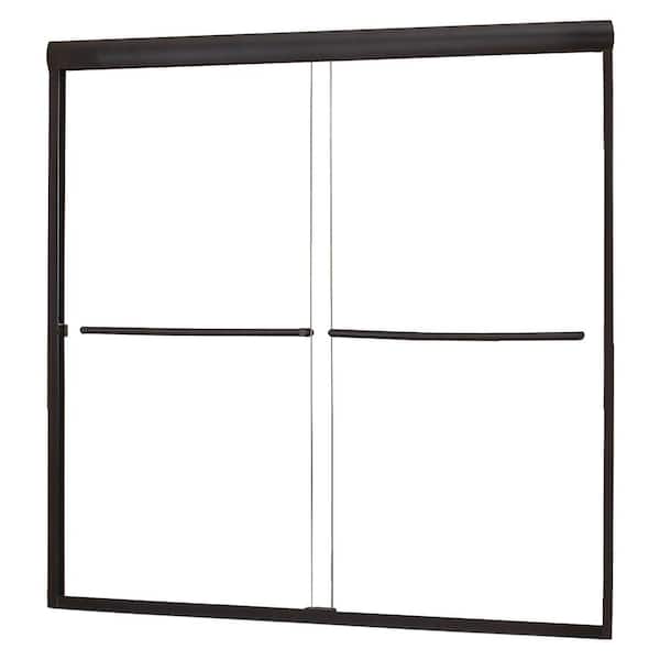 CRAFT + MAIN Cove 60 in. x 60 in. Semi-Framed Sliding Tub Door in Oil Rubbed Bronze with 1/4 in. Clear Glass