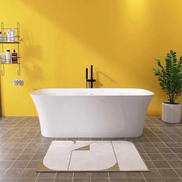 67 in. x 30.7 in. Soaking Bathtub with Integrated Slotted Overflow and Chrome Pop-up Drain Anti-clogging in Gloss White