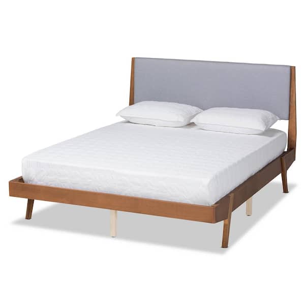 Baxton Studio Senna Grey and Walnut Brown Queen Platform Bed