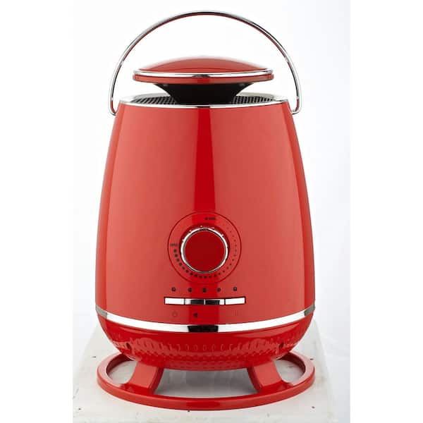 Optimus Portable 360-Degree Surround Electric Ceramic Heater with Thermostat in Red