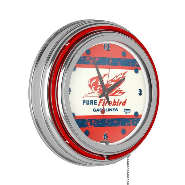 Pure Oil Red Vintage Lighted Analog Neon Clock AR8PURE-V-HD - The