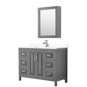 Daria 48 in. W x 22 in. D Single Vanity in Dark Gray with Cultured Marble Vanity Top in White with Basin and Med Cab
