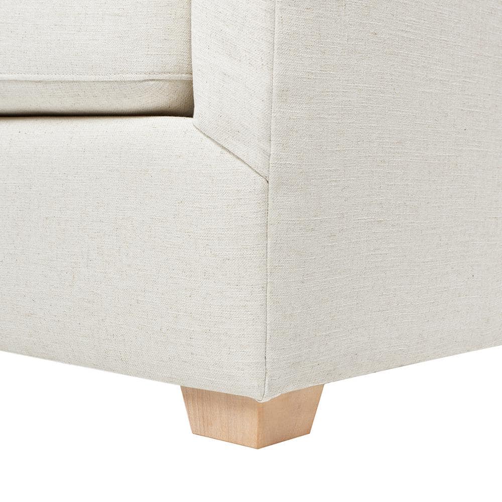 Ada 83" Flared Arm White Linen Sofa with Lumbar Pillows