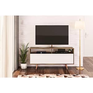 Fava White and Walnut TV Stand Fits TV's up to 65 in.