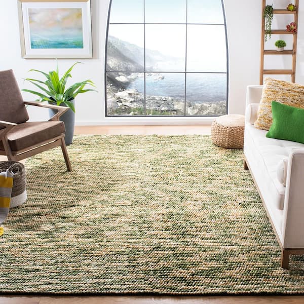Natura 9 ft. x 12 ft. Yellow/Green Solid Color Area Rug
