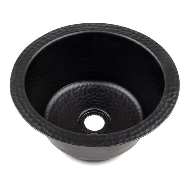 Monarch Hand Hammered 12 Gauge Stainless Steel 12 in. Essex Drop-in/Undermount Bar Sink Matte Black