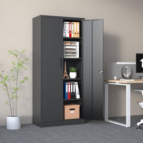 thumbnail image 2 of Metal Storage Cabinet With Wheels Metal Garage Cabinet With Adjustable Shelves Steel Classic Storage Cabinet For Home School 2 of 11