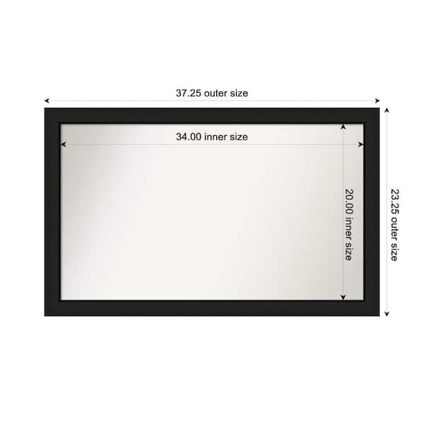 Amanti Art Midnight Black Narrow 37.25 in. x 23.25 in. Custom Non-Beveled Wood FramedBathroom Vanity Wall Mirror