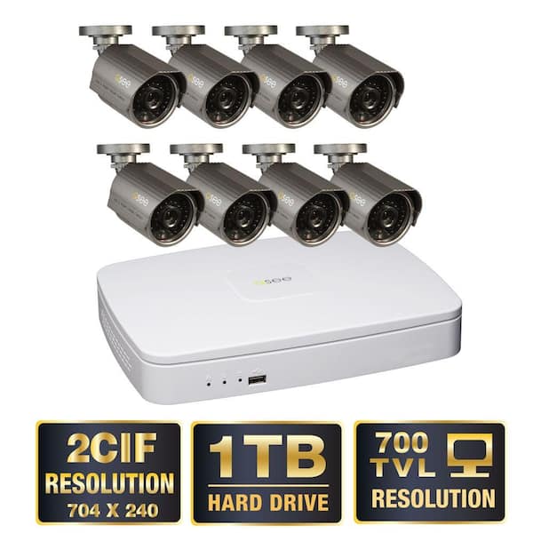 Q-SEE Premium Series 8-Channel 2CIF 1TB Video Surveillance System (8) Hi-Res 700 TVL Cameras 100 ft. Night Vision-DISCONTINUED