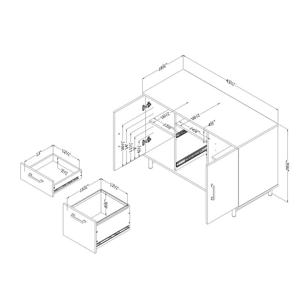Ezra 29.25" Nordik Oak 2-Door Credenza with Drawers