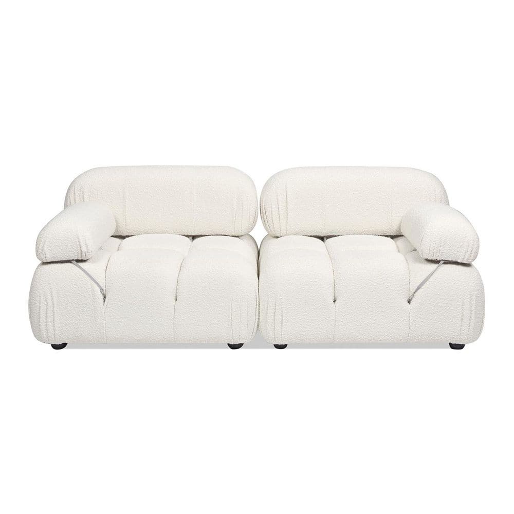 Ivory White Bouclé 72.5" Modular Tufted Loveseat Sofa