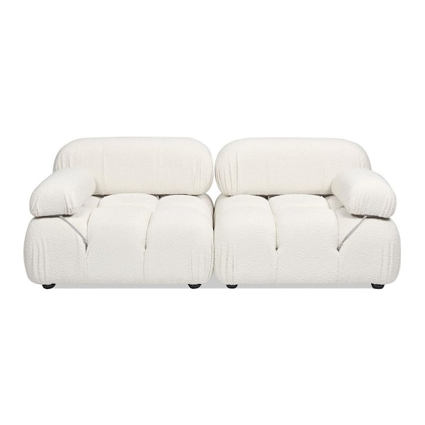 Marcel 72.5 in. Off-White Boucle Fabric 2-Seats Modular Modern Loveseat Sofa
