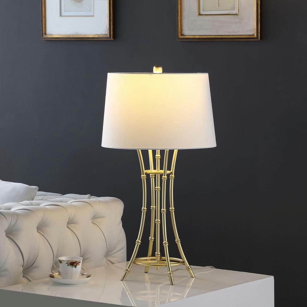 Kiara 29.25" Satin Brushed Gold Bamboo Metal Table Lamp