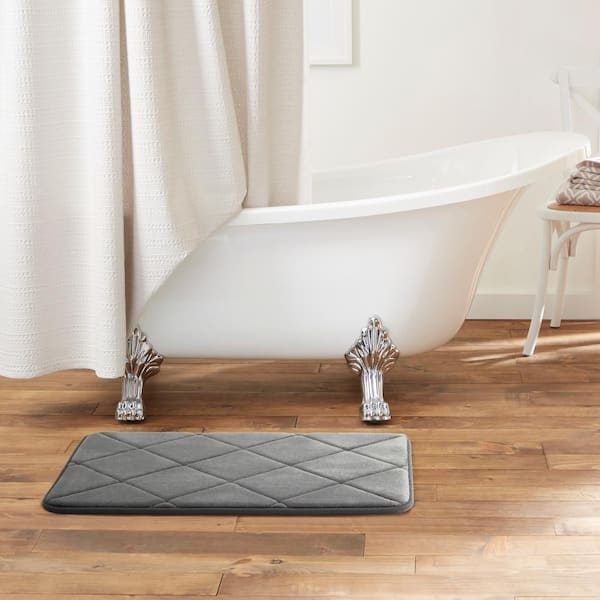 HOMEIDEAS Bathroom Rugs Sets 2 Piece, Super Soft and Absorbent Non Slip  Microfiber Machine Washable Bath Mat Set (20 x 32 + 16 x 24, Navy Blue)