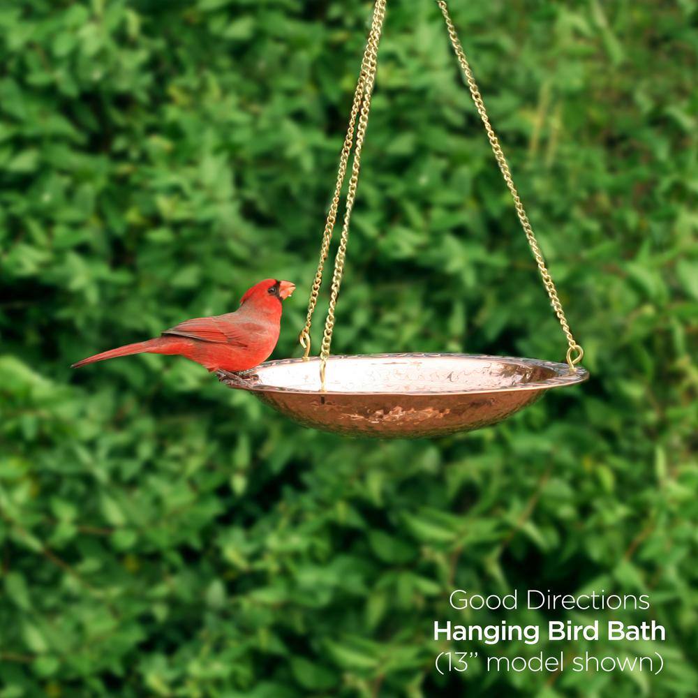 Pure Copper 18" Hanging Bird Bath with Brass Chains