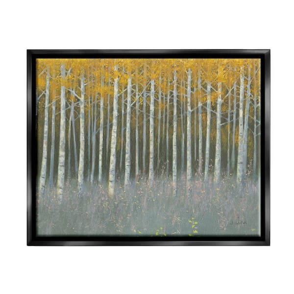 The Stupell Home Decor Collection Birch Tree Woodland Grove Outdoor Nature Landscape by James Wiens Floater Frame Nature Wall Art Print 21 in. x 17 in.